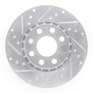 Fiat Punto Brake Rotor (1) - Front Left - R1 Concepts - Drilled & Slotted - Silver - `06-`10